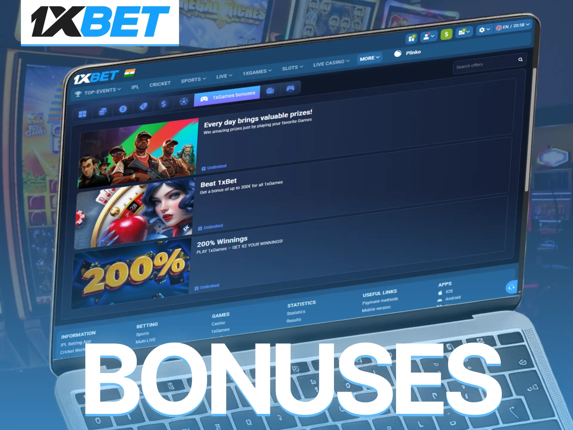 Claim rewarding promotions to boost your balance while enjoying 1xBet games.