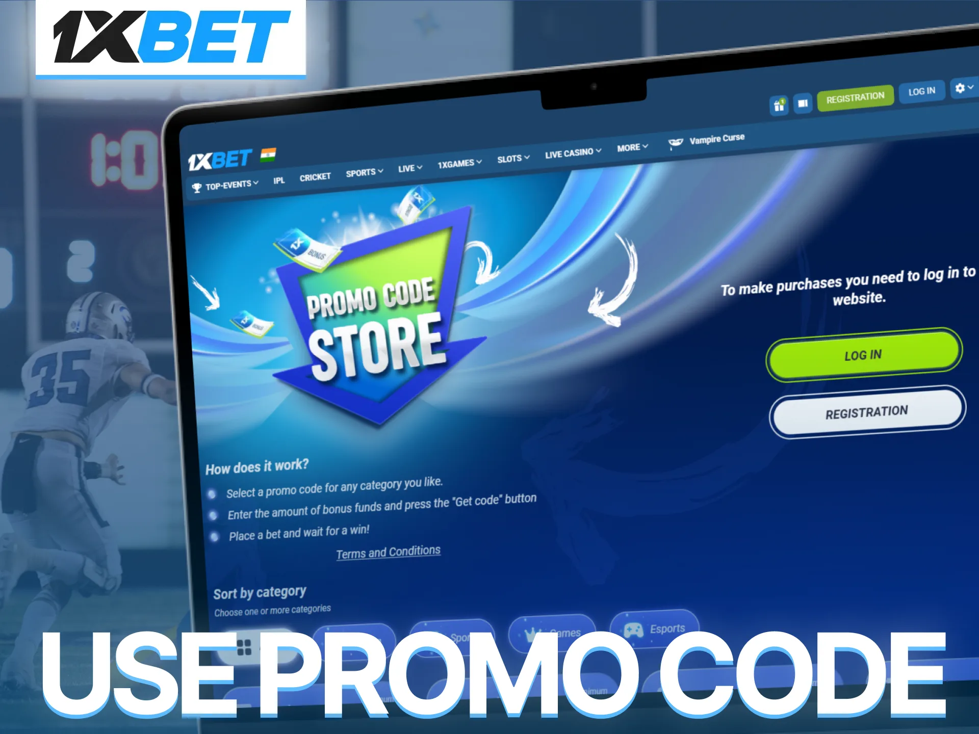 Unlock 1xBet bonuses using promo code during registration and boost rewards.