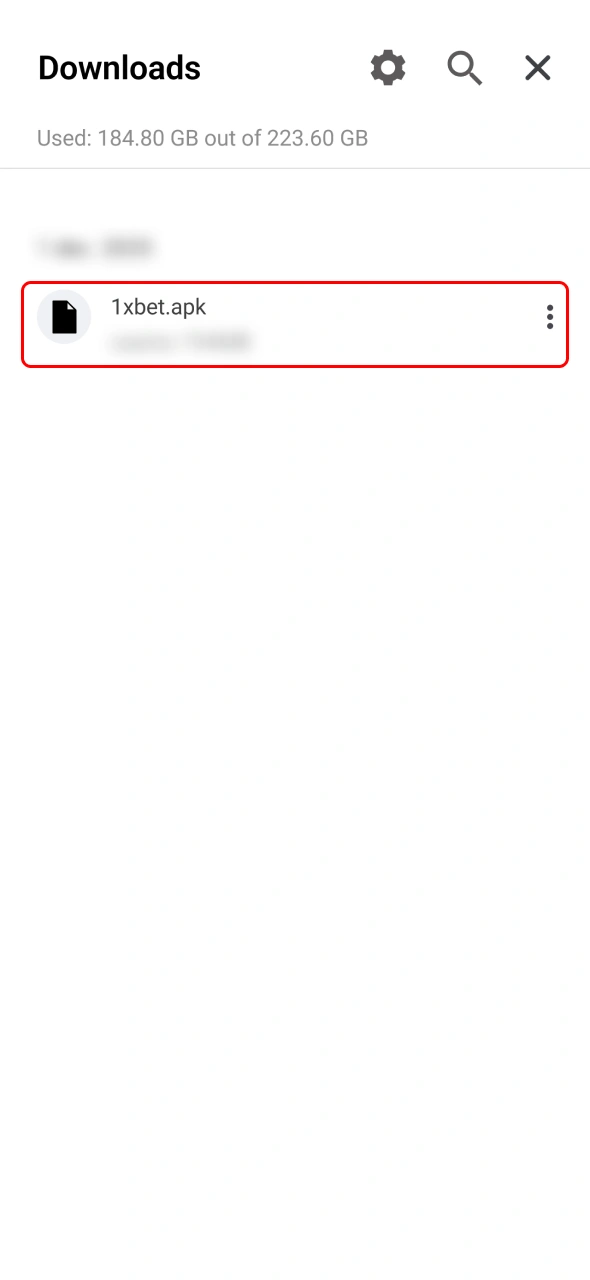 Locate downloaded file for 1xBet application and continue installation process smoothly.