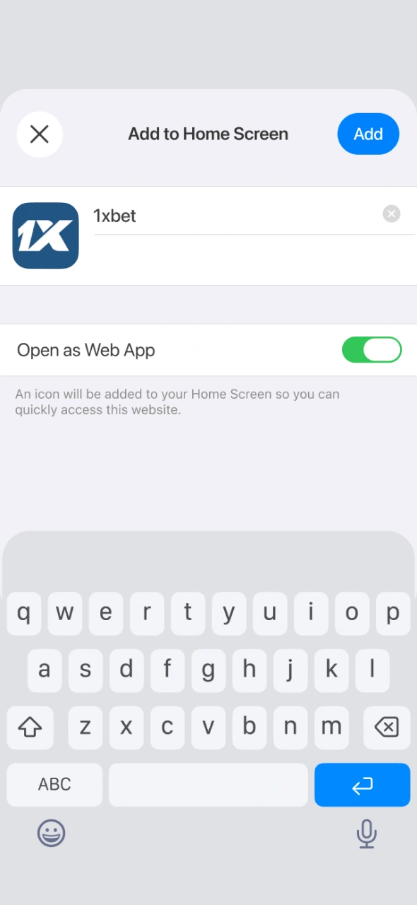 Confirm shortcut creation for 1xBet application and complete setup successfully.