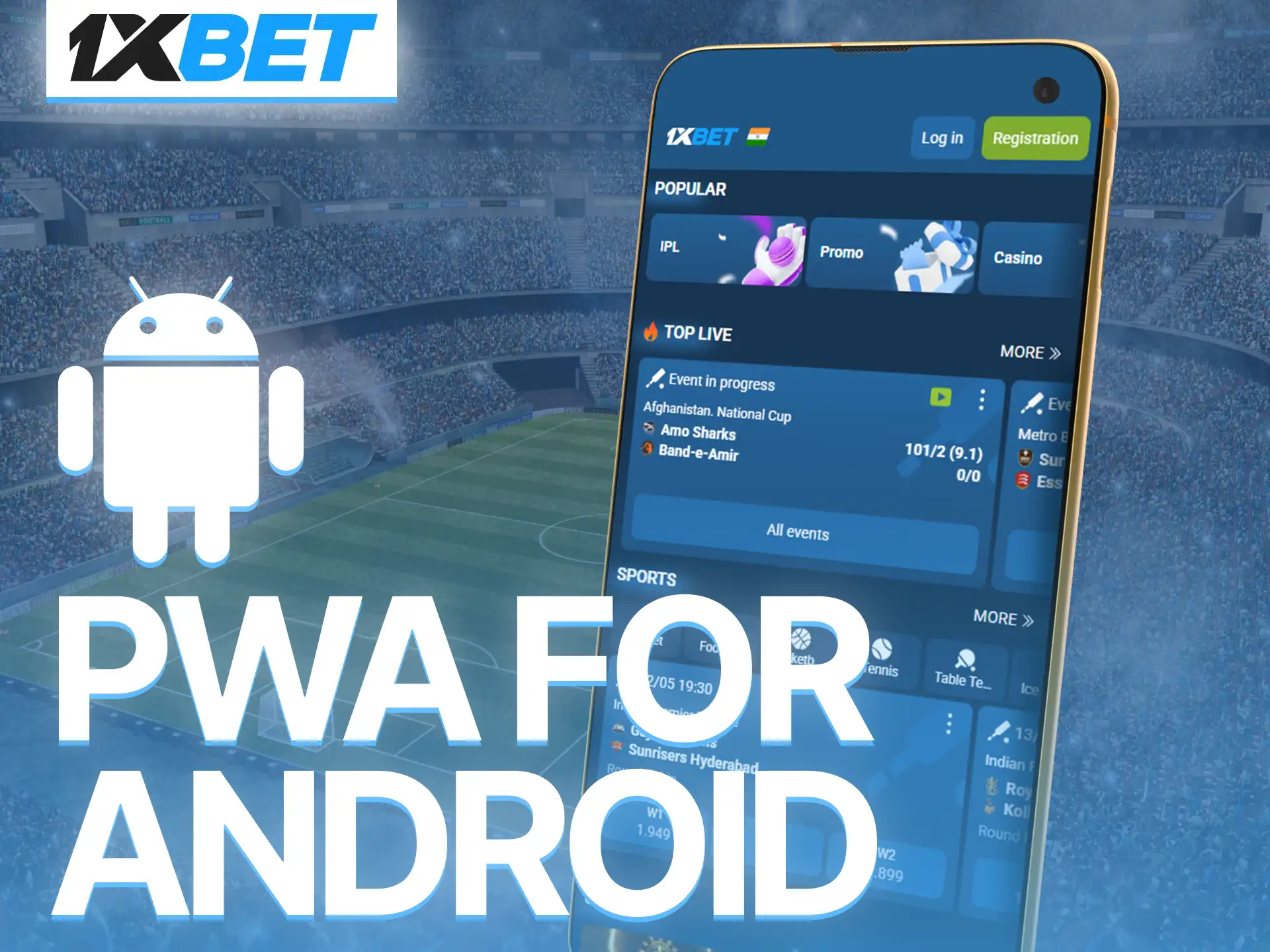 Install 1xBet app easily on Android devices through convenient PWA technology.
