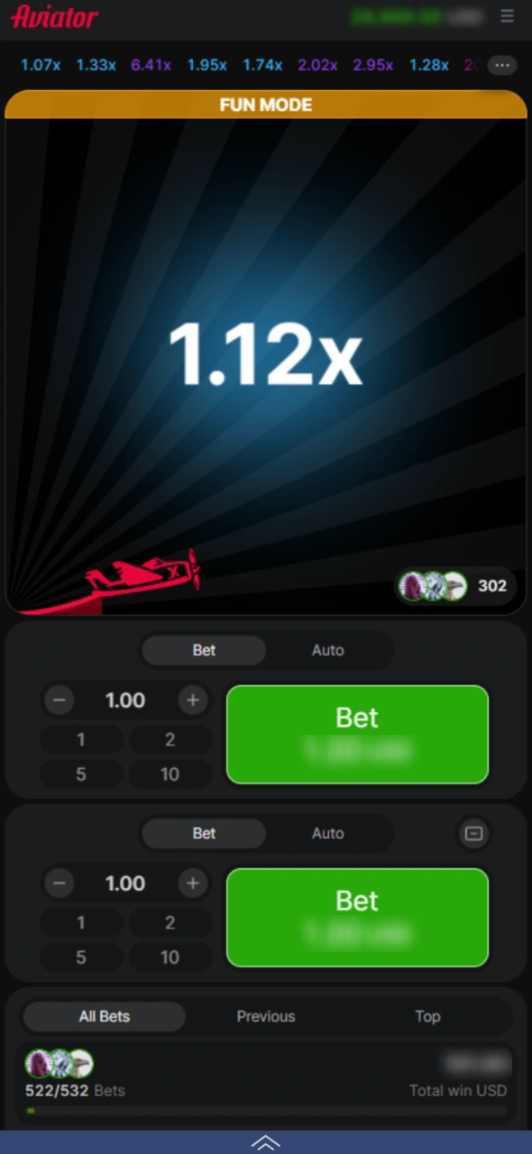 Set your stake and click the cash-out button on time while playing 1xBet Aviator.
