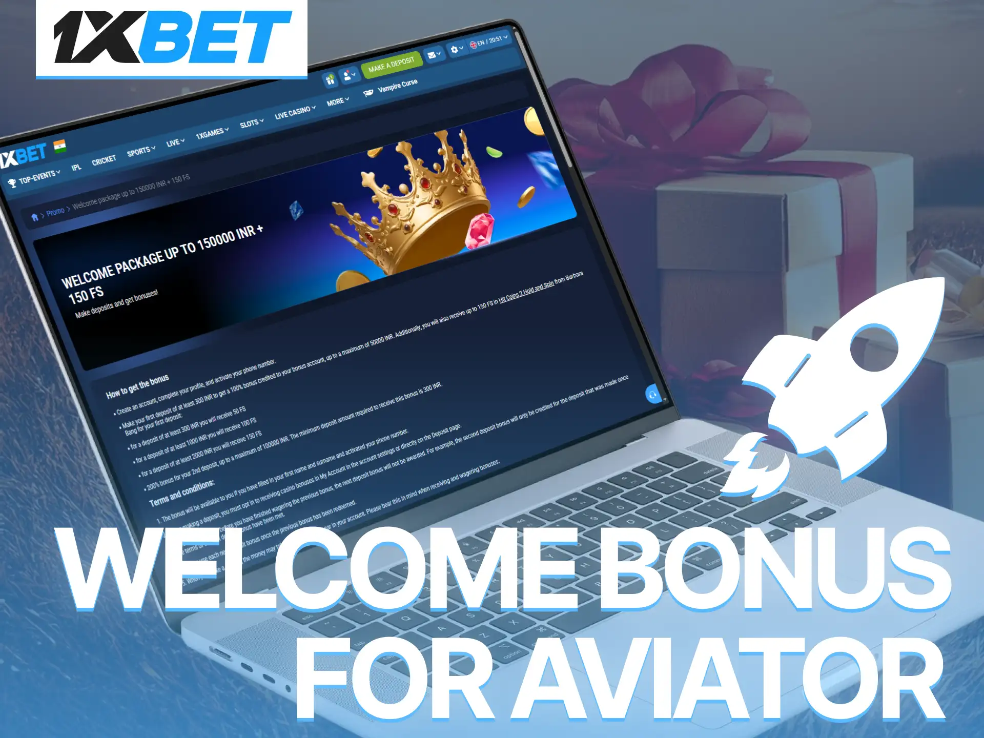 Grab a massive welcome bonus package to extend your gameplay on 1xBet Aviator.