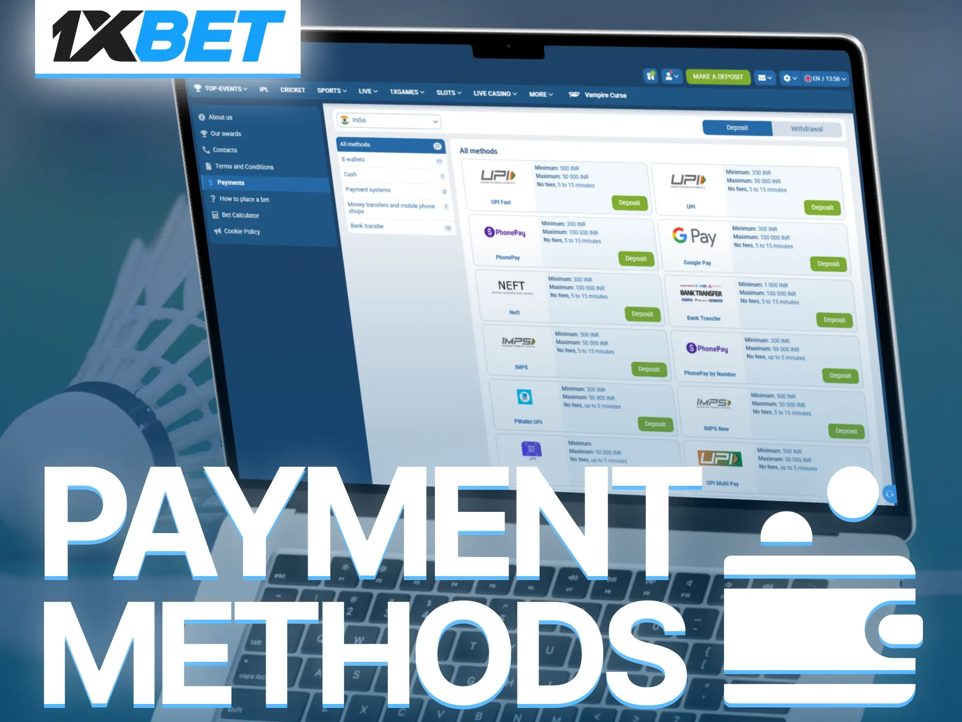 Use flexible payment methods on 1xBet for seamless secure betting transactions.