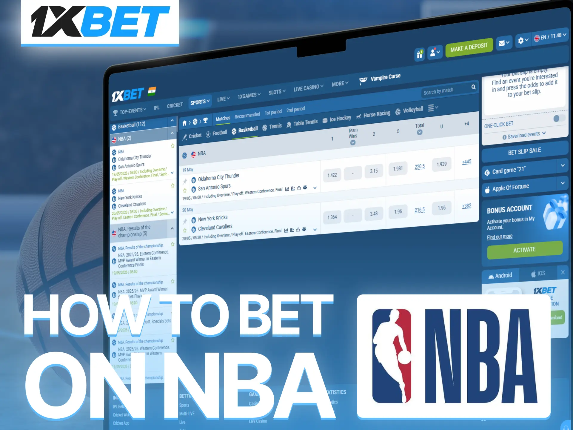 Learn how to bet on NBA games through 1xBet with confidence.