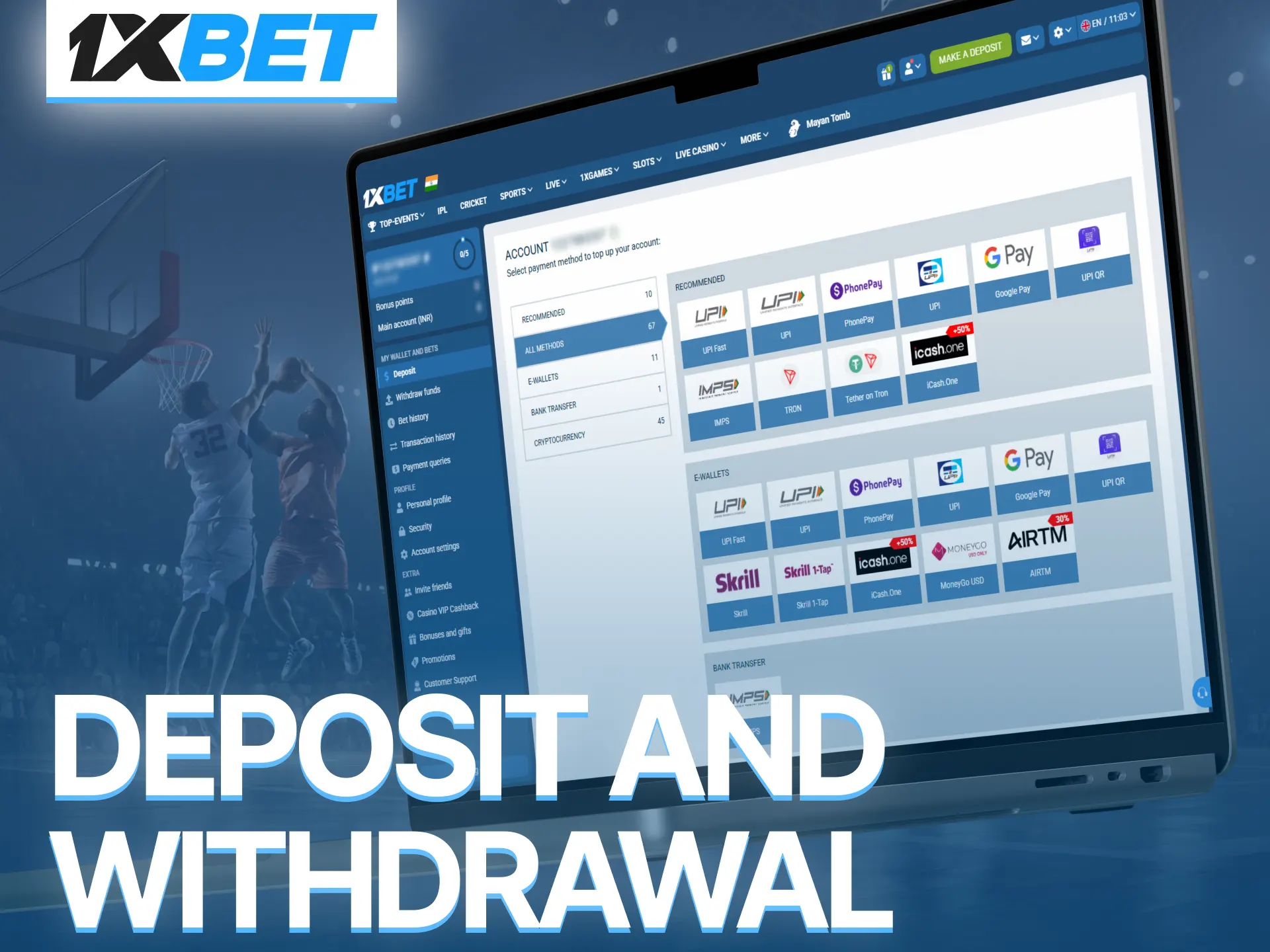 Use reliable 1xBet deposit and withdrawal methods for convenient secure transactions.
