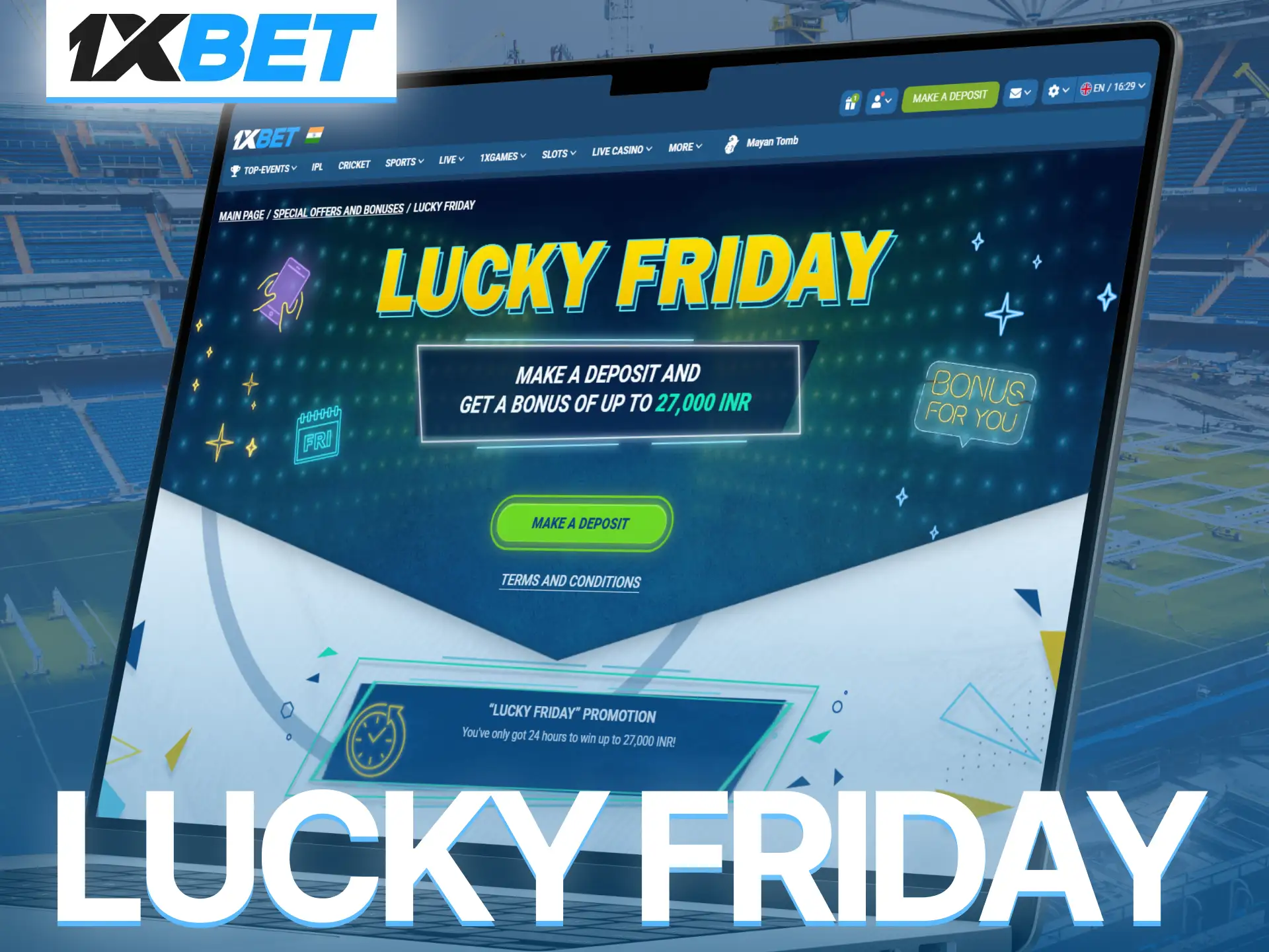 Claim Lucky Friday bonus on 1xBet and increase weekend excitement instantly.