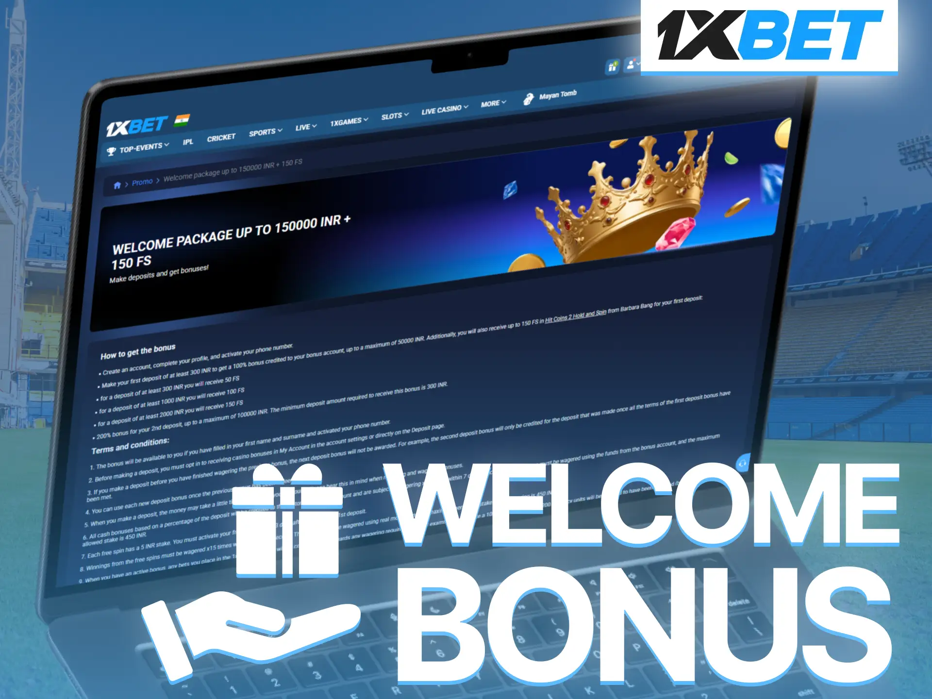 Claim 1xBet new player bonus with free spins and extra rewards.