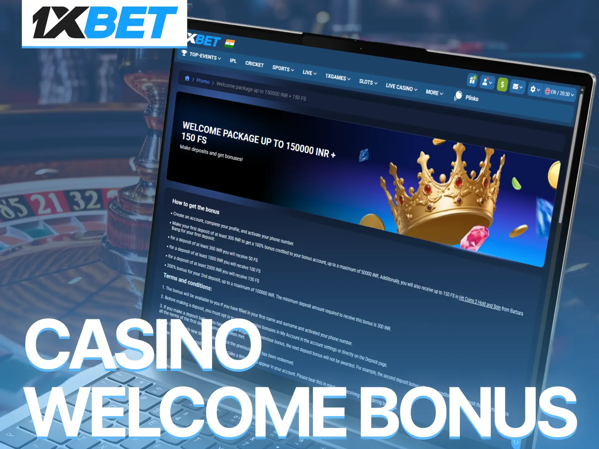 Boost your balance with the generous welcome offer when you sign up at 1xBet Casino.