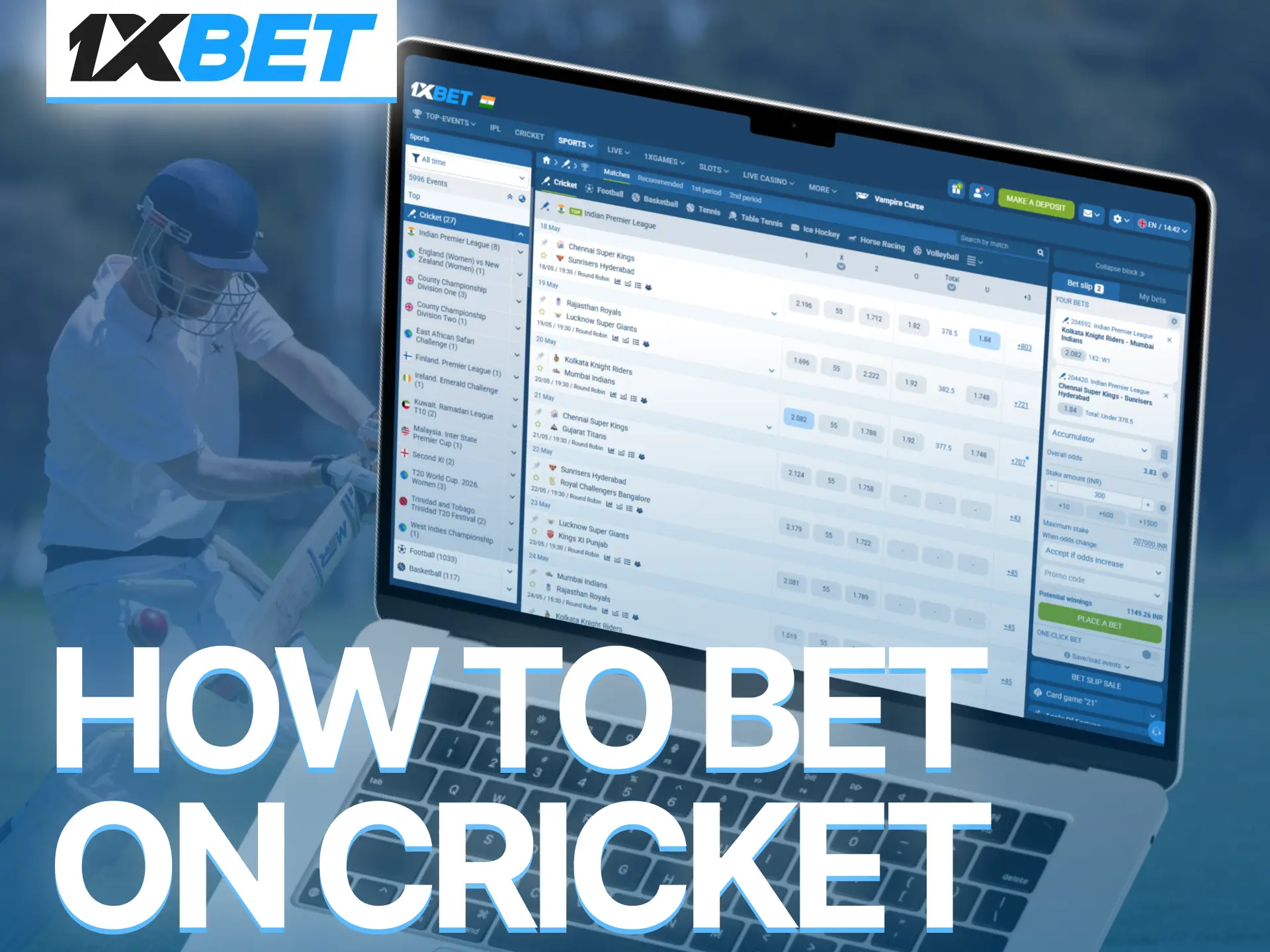 Follow easy 1xBet guide and place cricket bets without complications today.