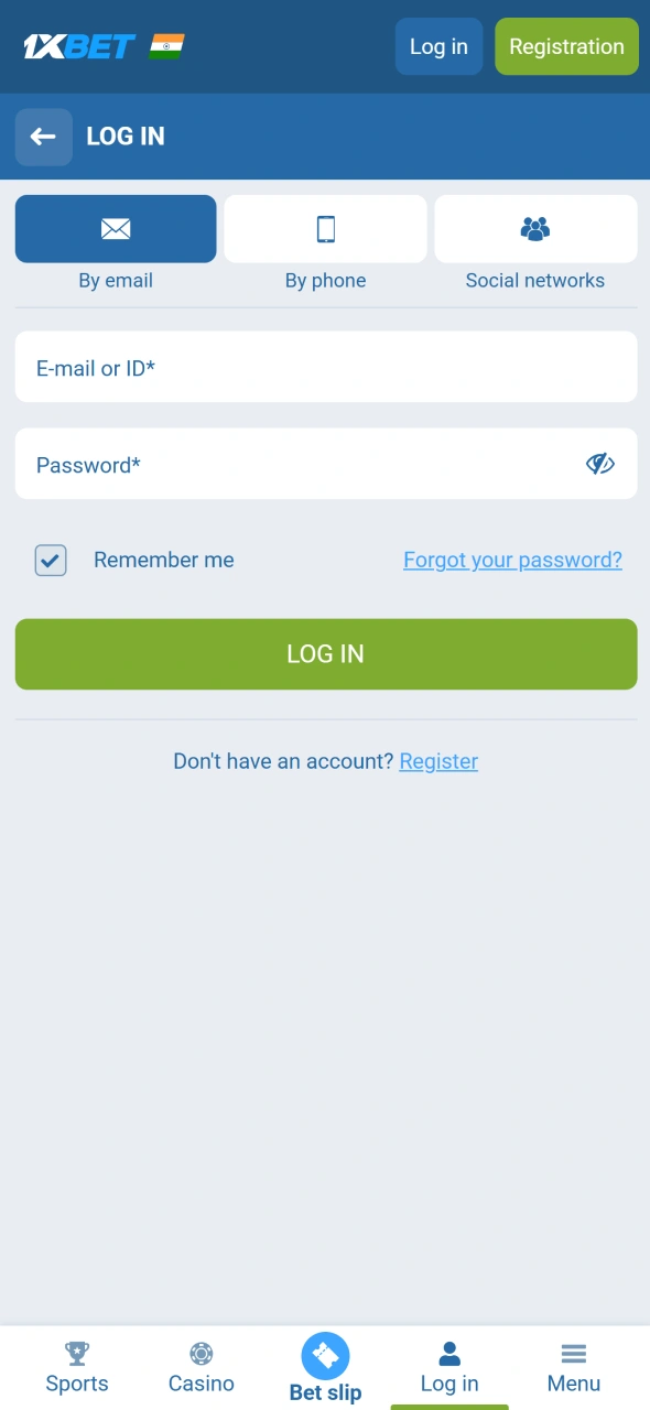 Log into your 1xBet account and access secure deposit features instantly.