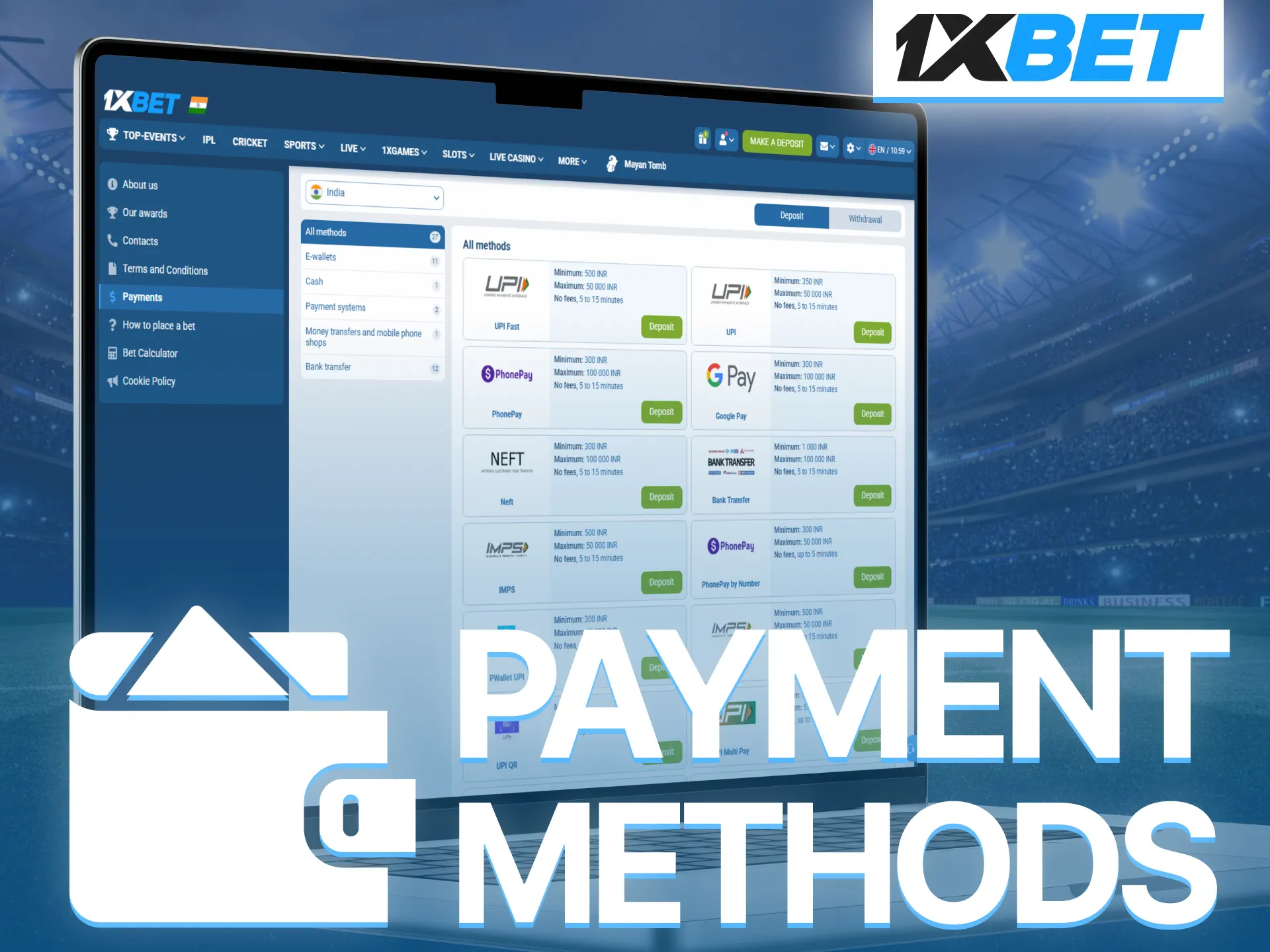 Use secure payment methods on 1xBet for deposits and withdrawals safely.