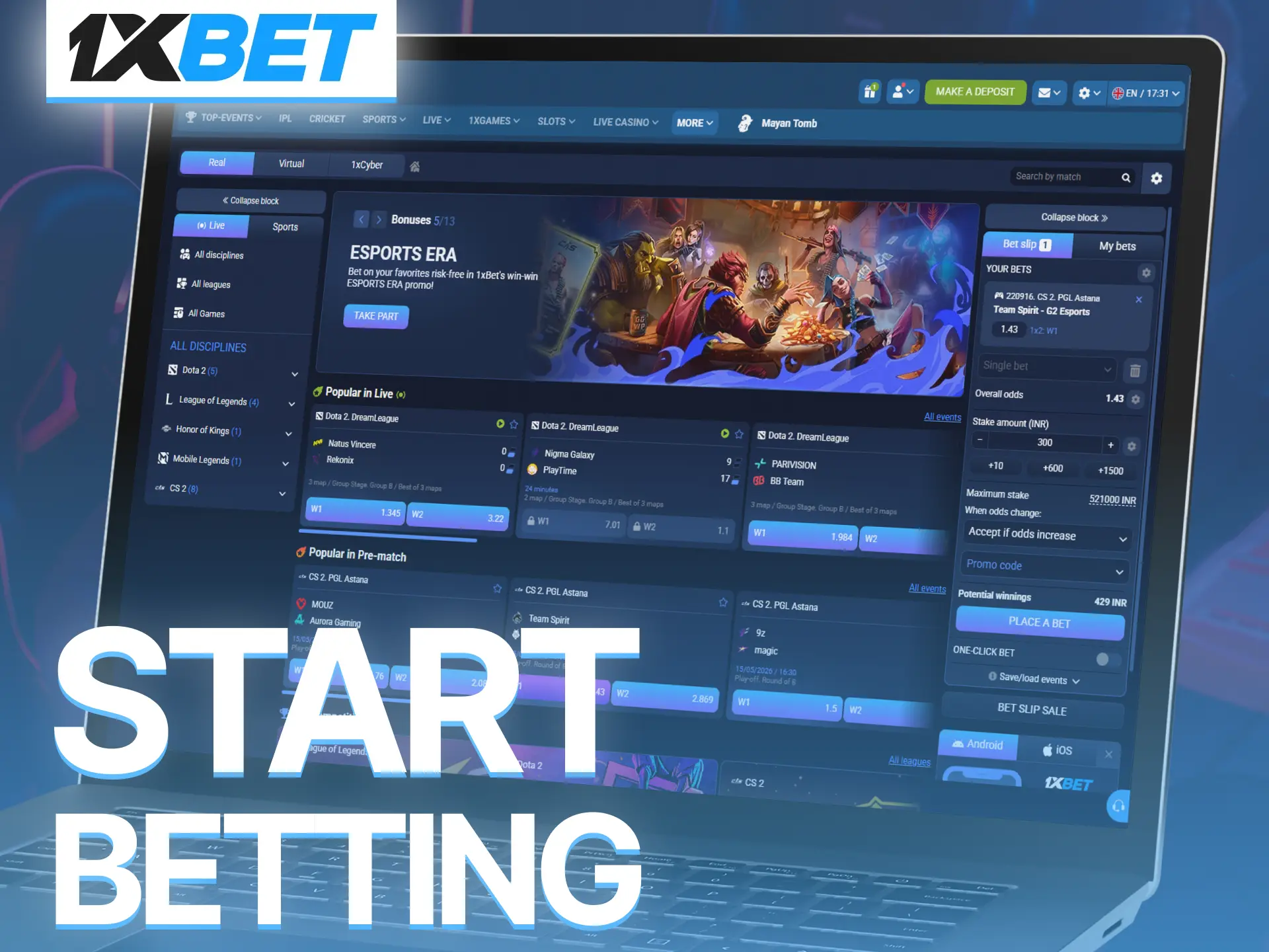 Follow simple 1xBet steps and begin esports betting confidently today.