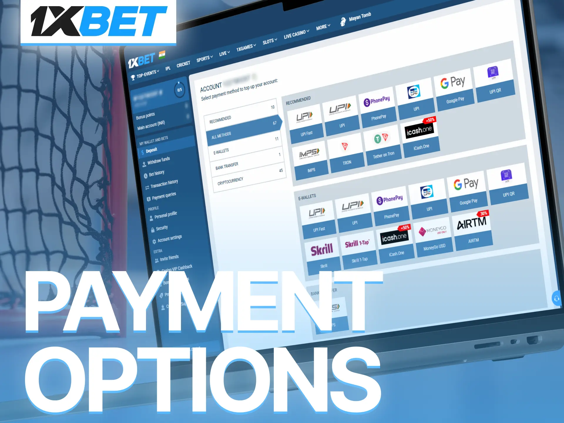 Use flexible payment options on 1xBet for deposits and withdrawals securely.