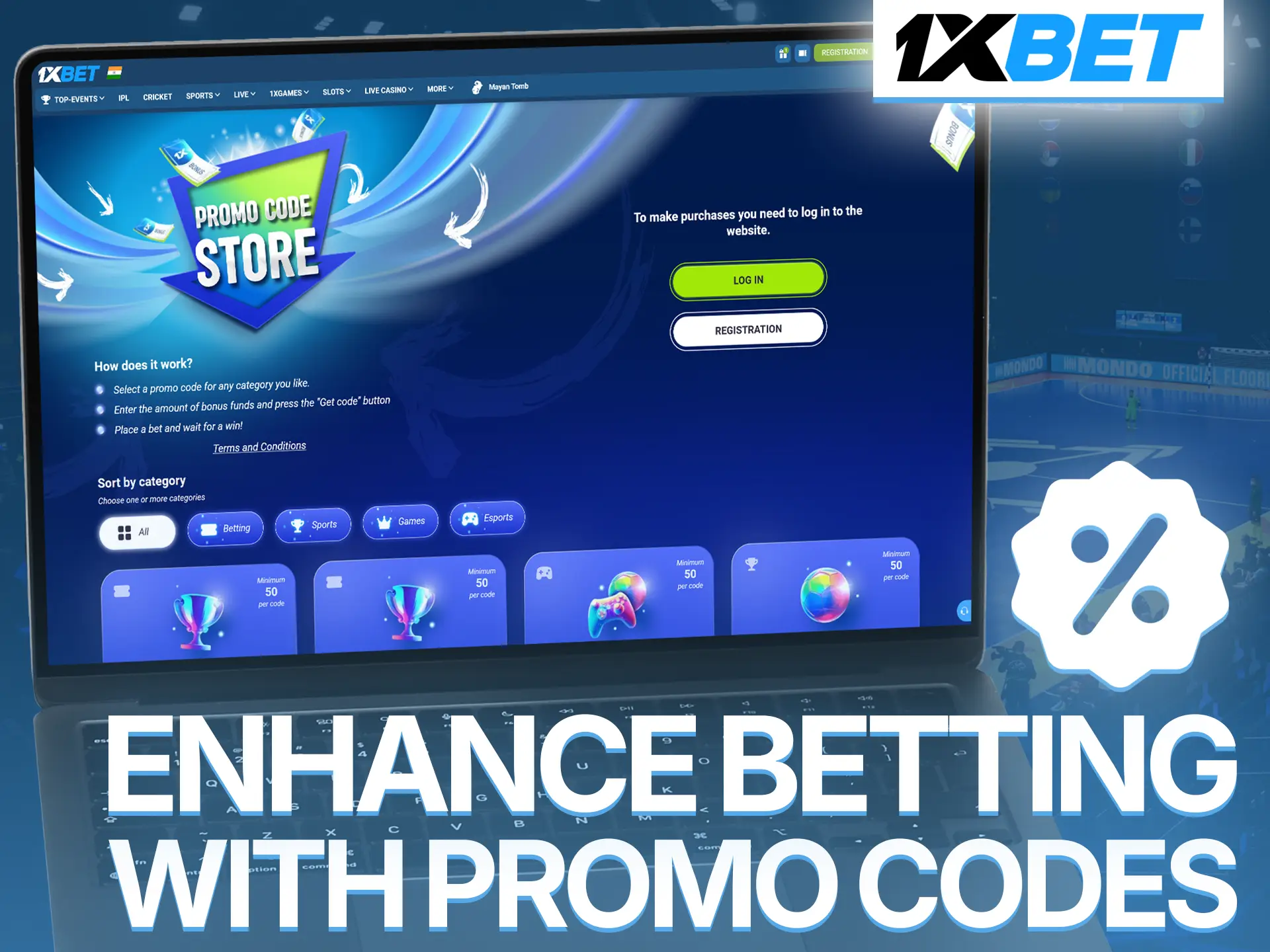 Use special promo codes to elevate your regular futsal betting at 1xBet.