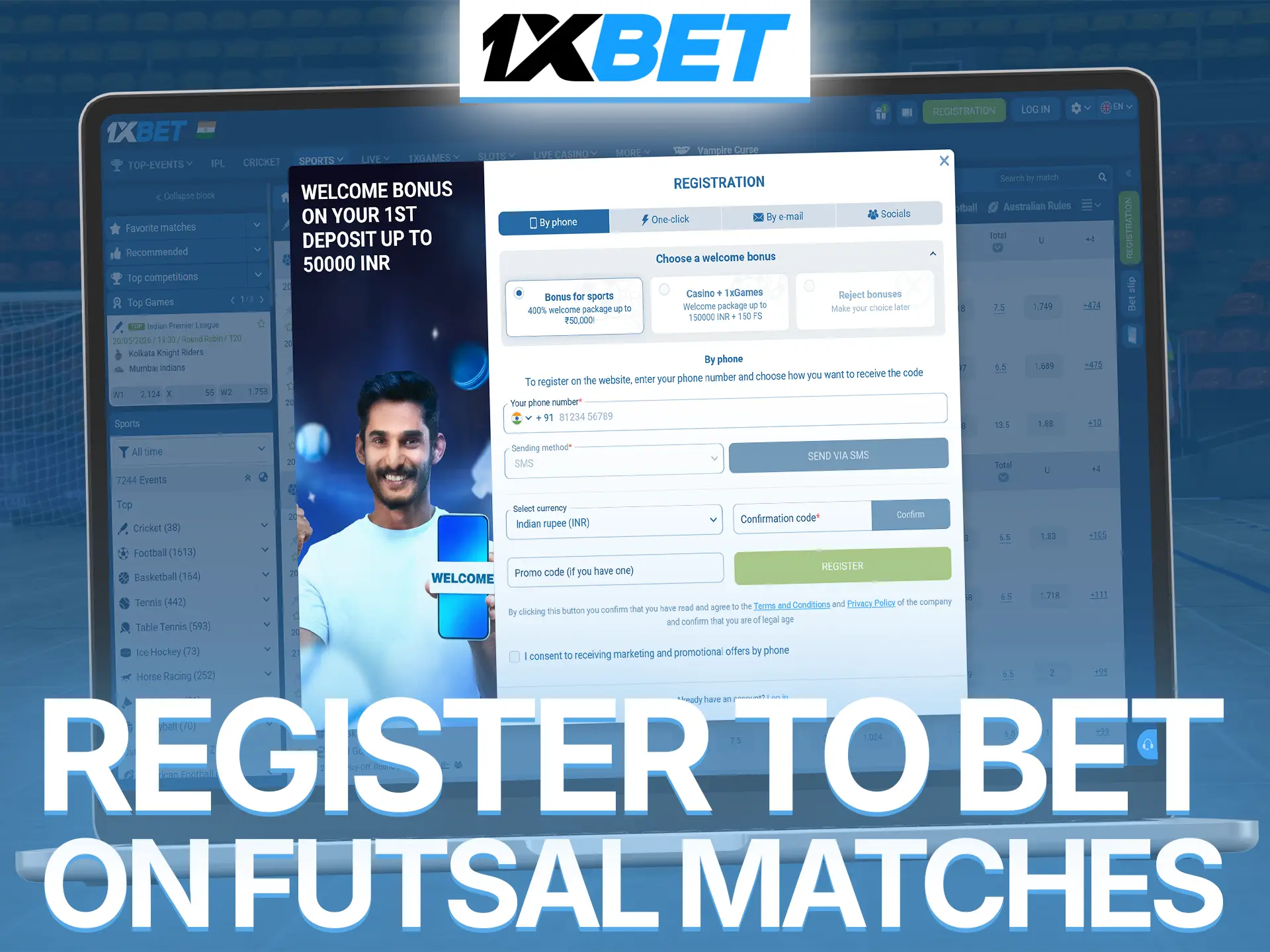 Complete your registration today to enjoy real money futsal betting with 1xBet.