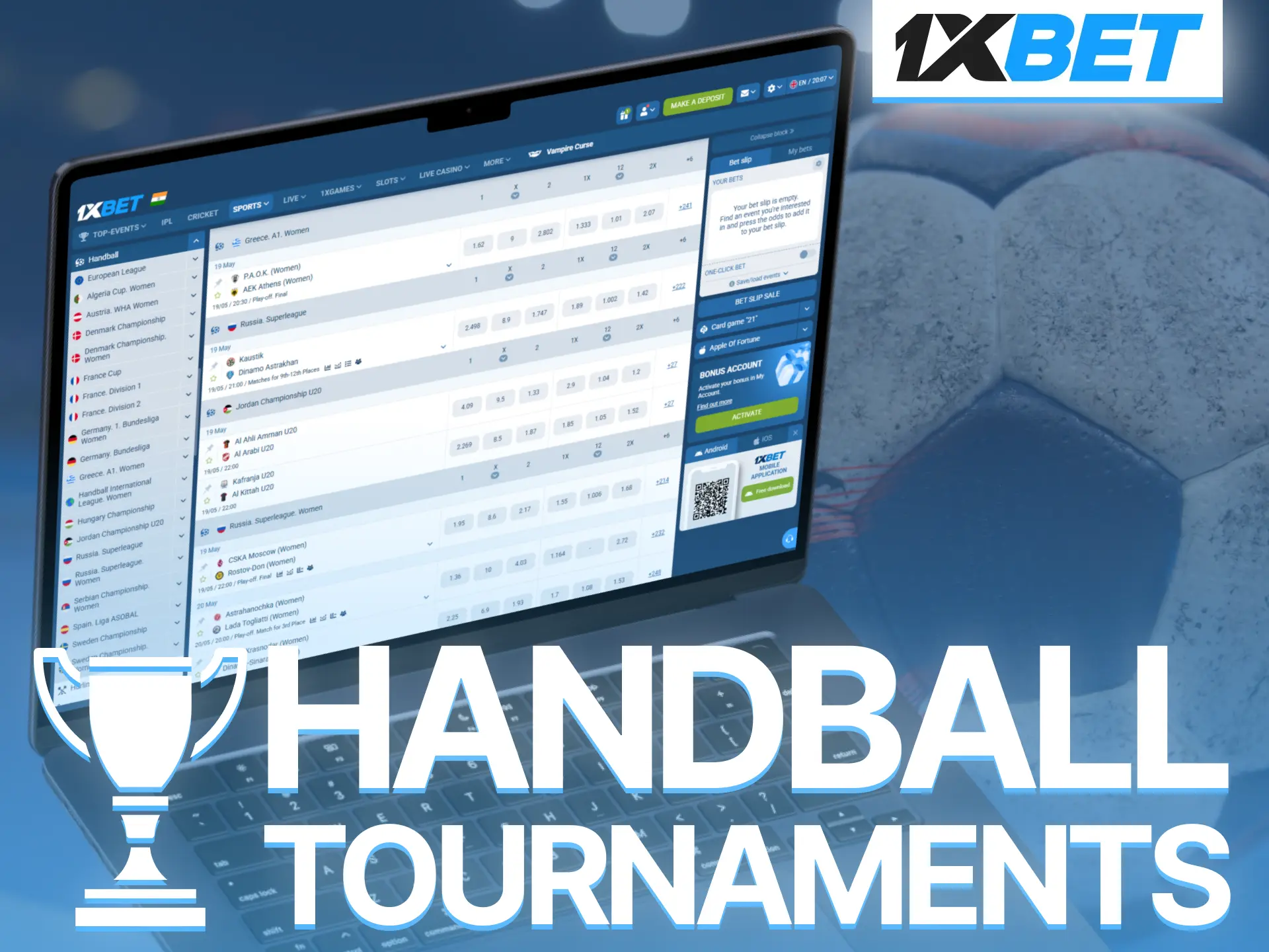 Bet on top handball tournaments through 1xBet and follow exciting matches daily.