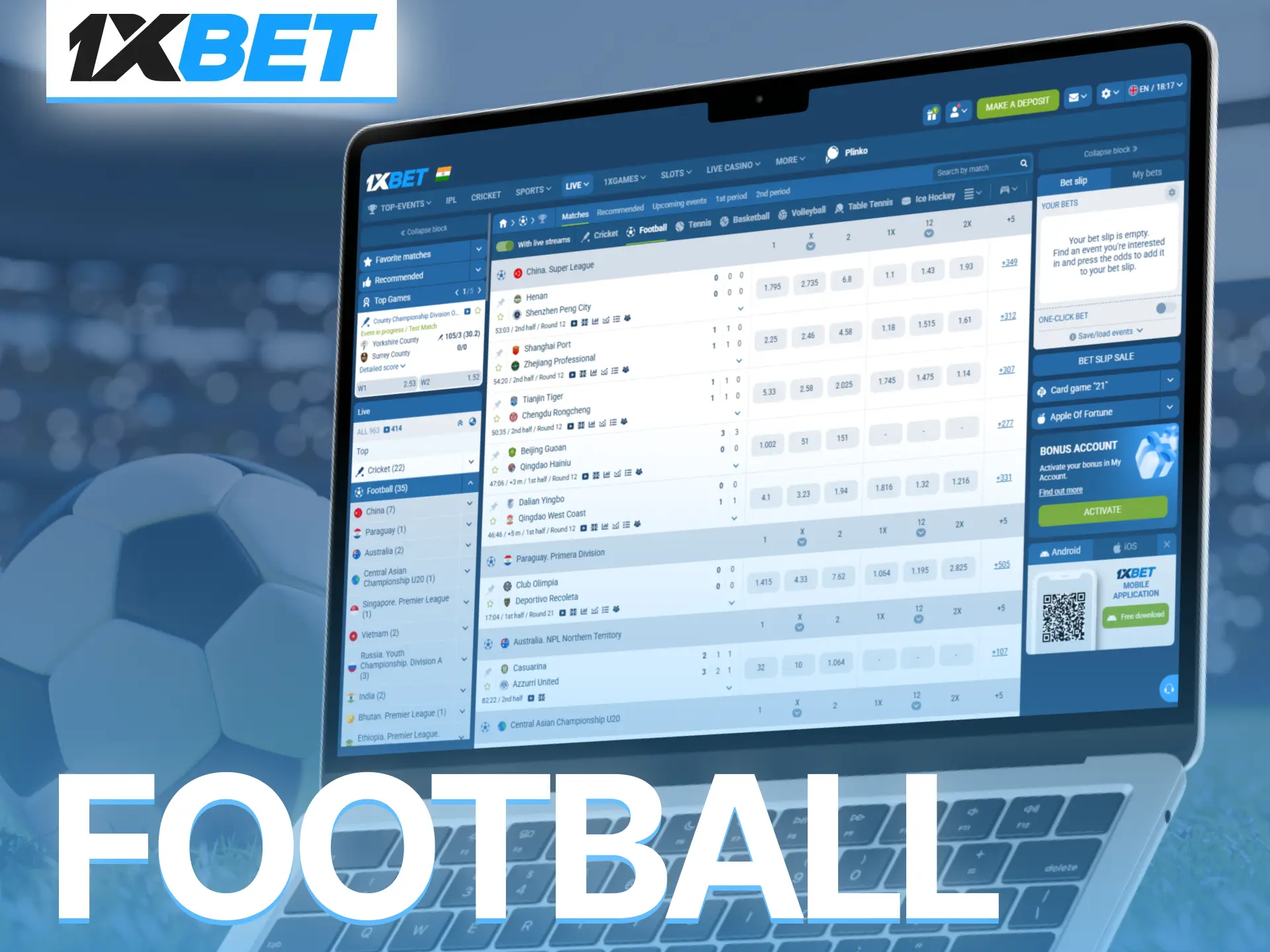 Place live football bets on 1xBet and follow exciting matches instantly.