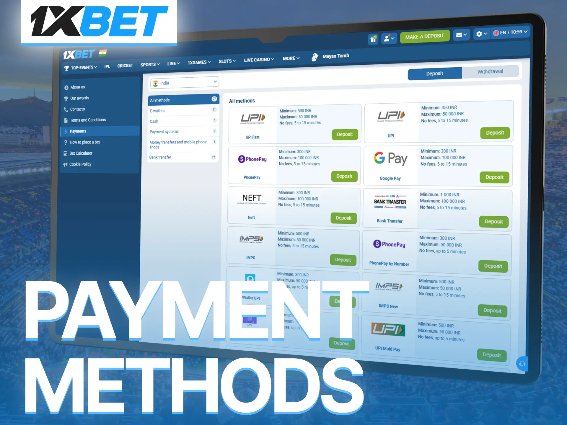 Use flexible payment methods on 1xBet for smooth and secure transactions.