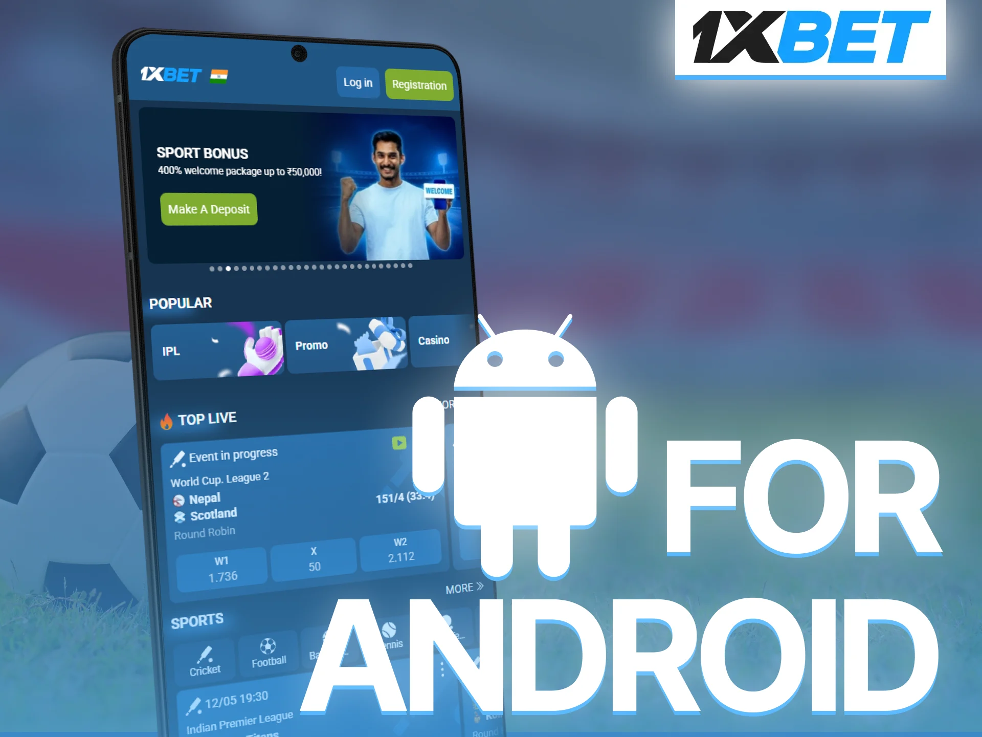 Install 1xBet Android application and enjoy mobile betting anywhere instantly.