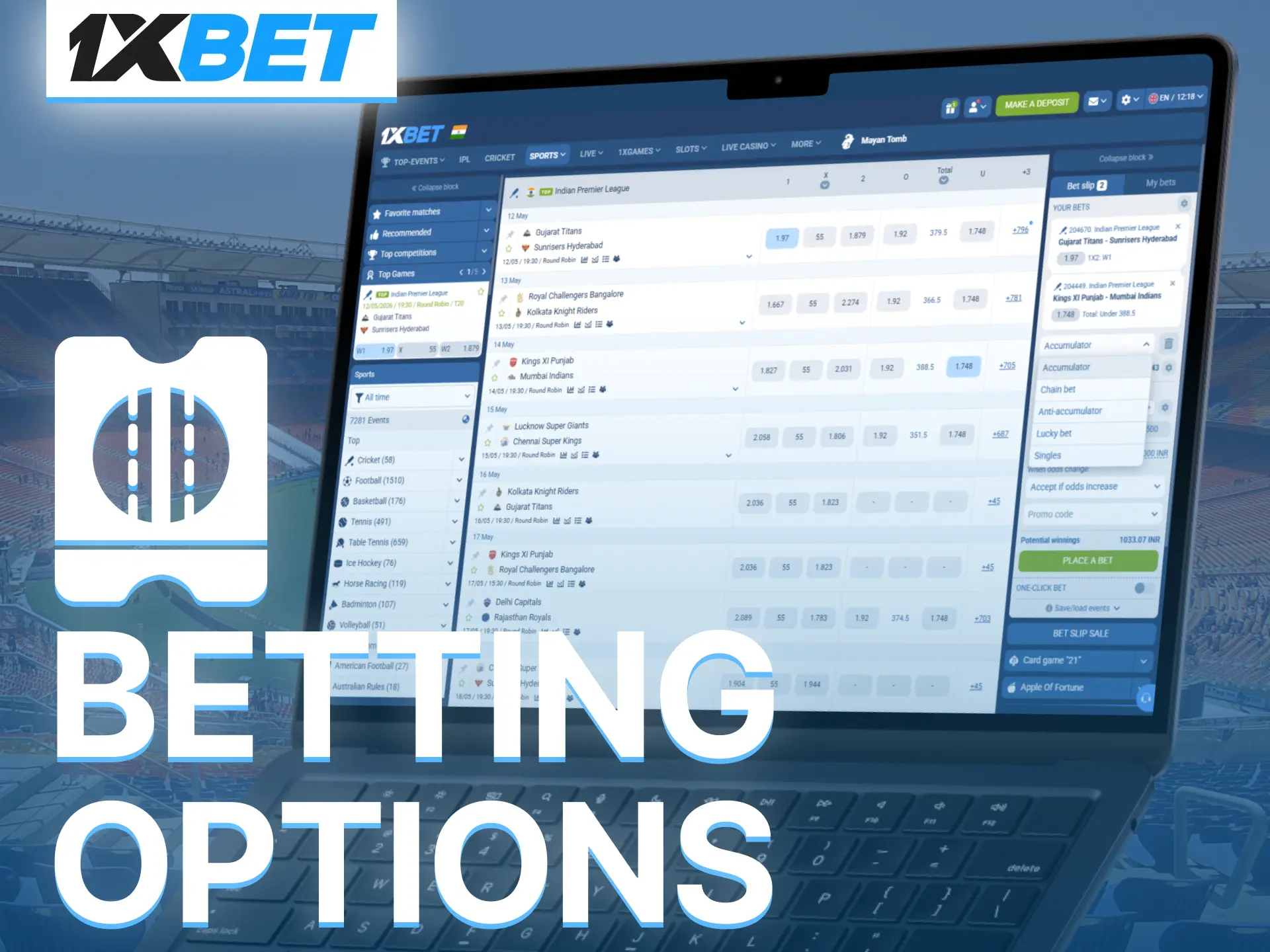 Explore betting options on 1xBet and choose your preferred markets easily.