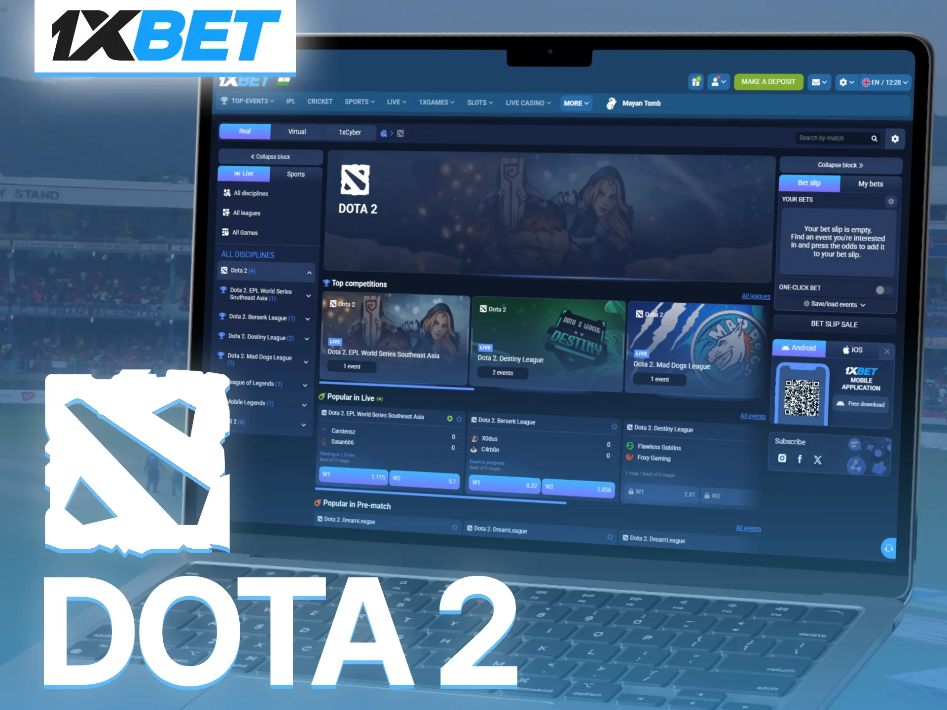 Bet on Dota 2 matches through 1xBet and enjoy live esports action.