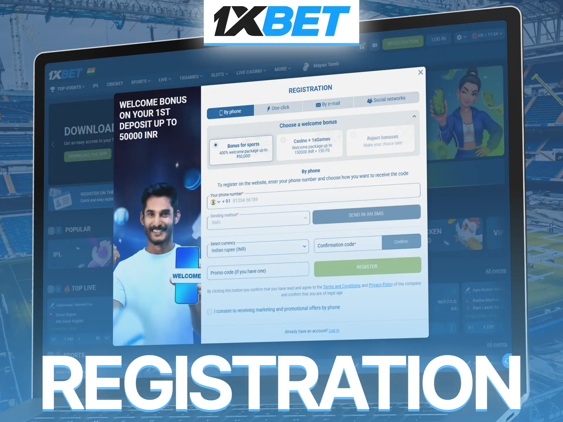 Complete 1xBet registration and unlock full sportsbook and casino access.