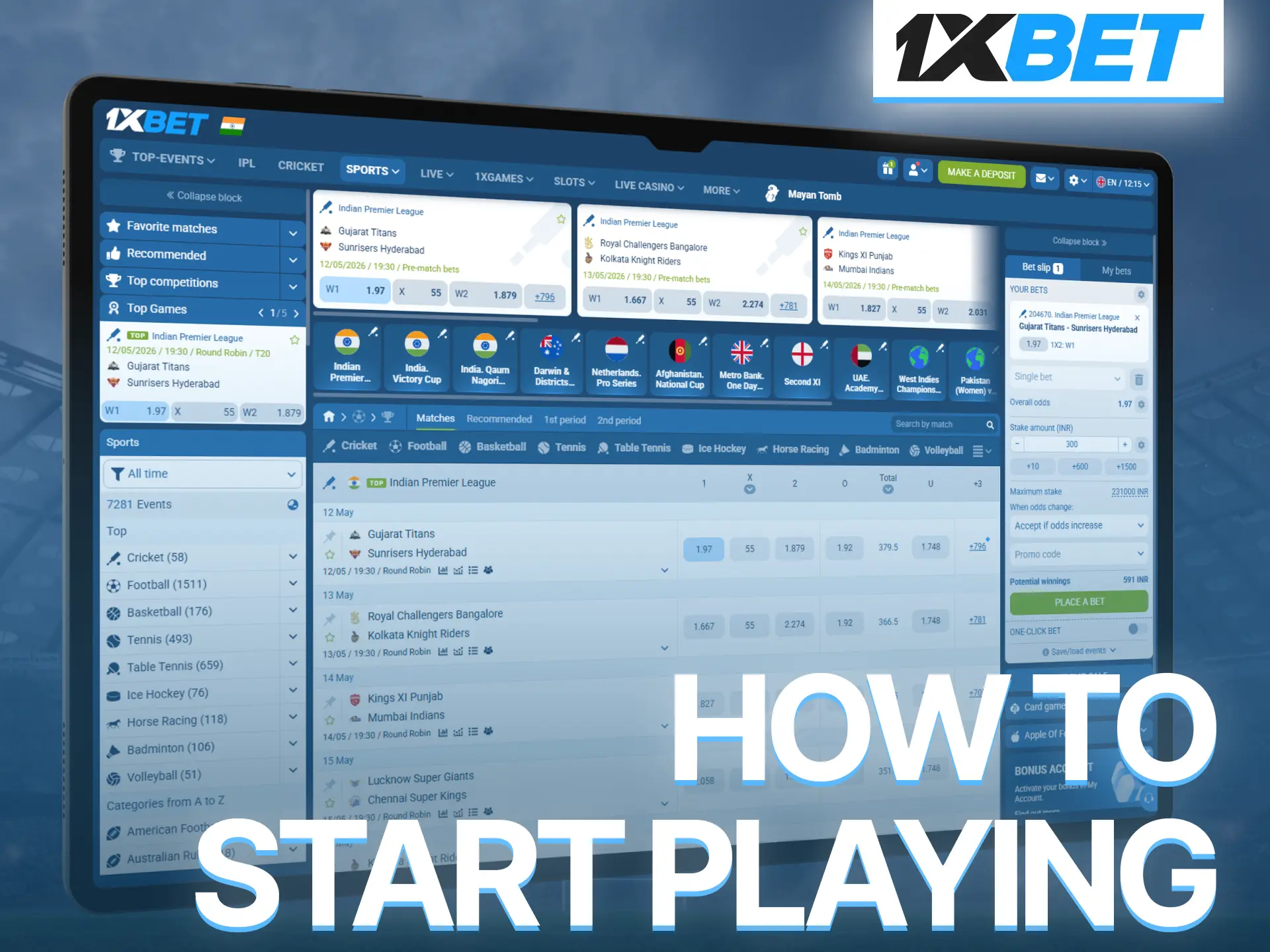 Learn how to start playing on 1xBet and begin betting confidently.