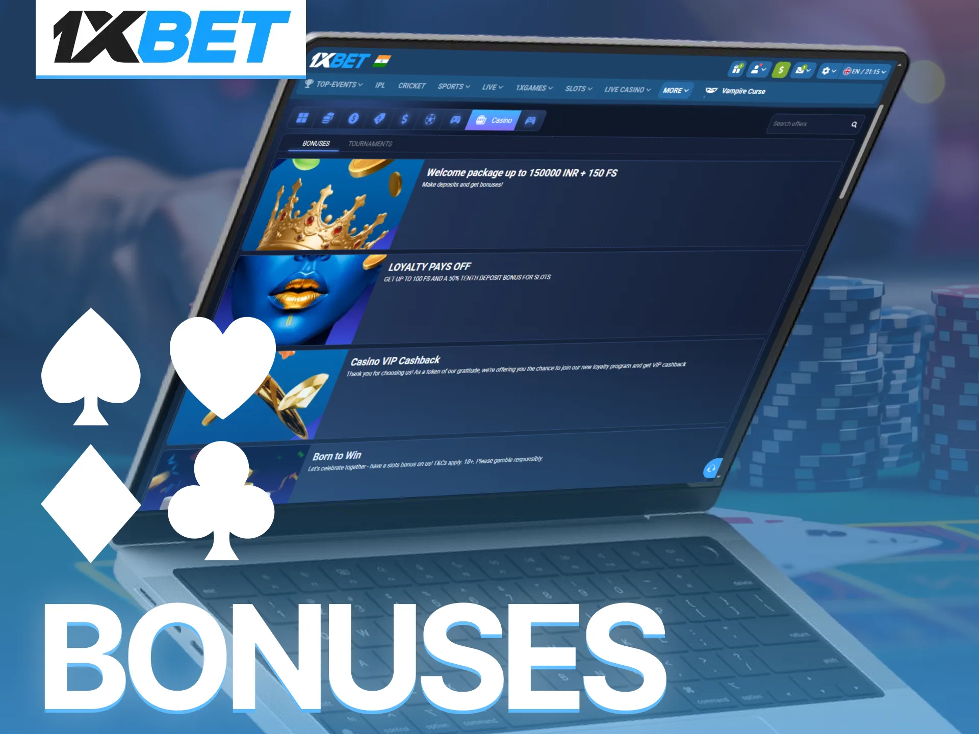 Take advantage of the generous 1xBet bonuses to place more bets on Poker.