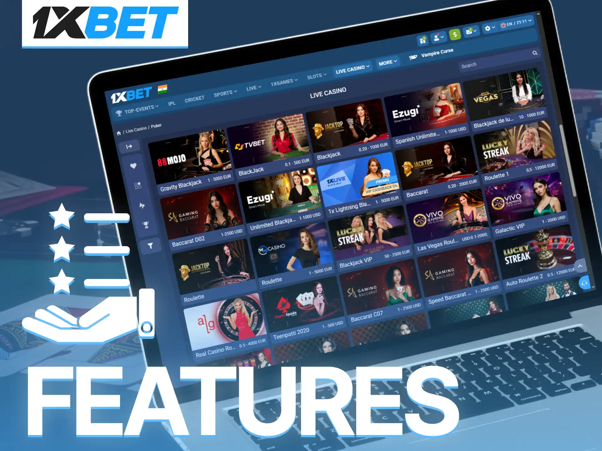 Explore unique and attractive features designed for Indian 1xBet Poker fans.