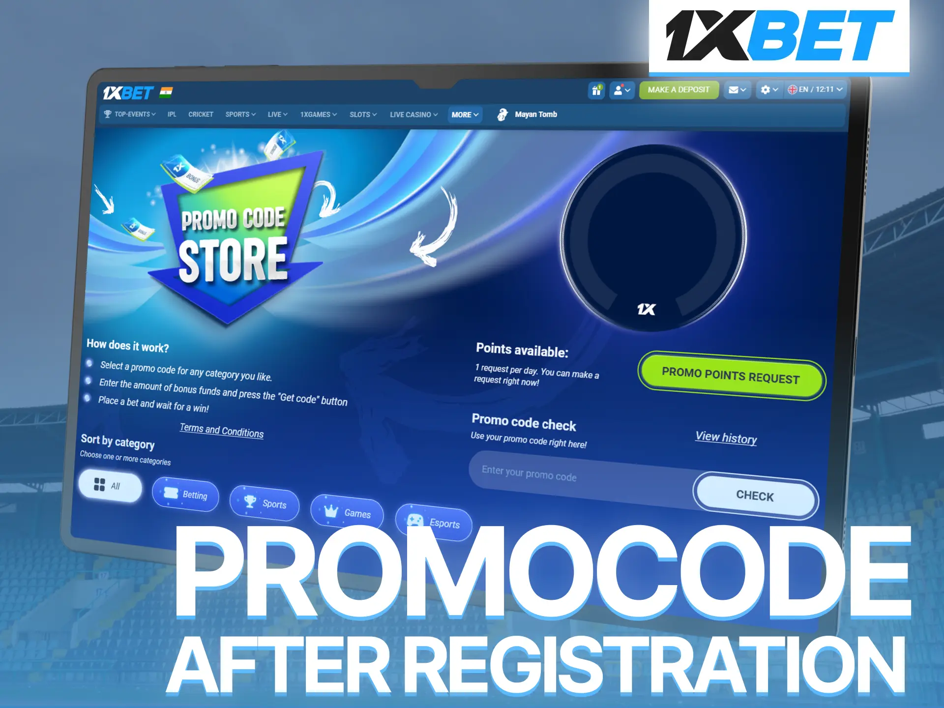 Use 1xBet promocode after registration and unlock exclusive player rewards.