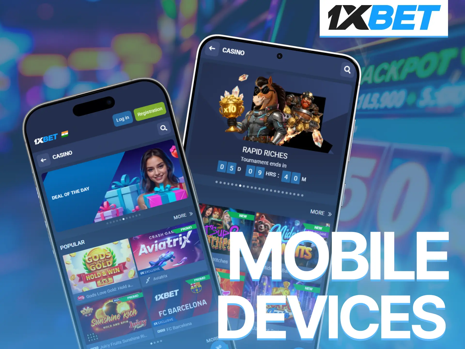 Spin the reels on the go and play your favorite slots easily using the 1xBet mobile app.