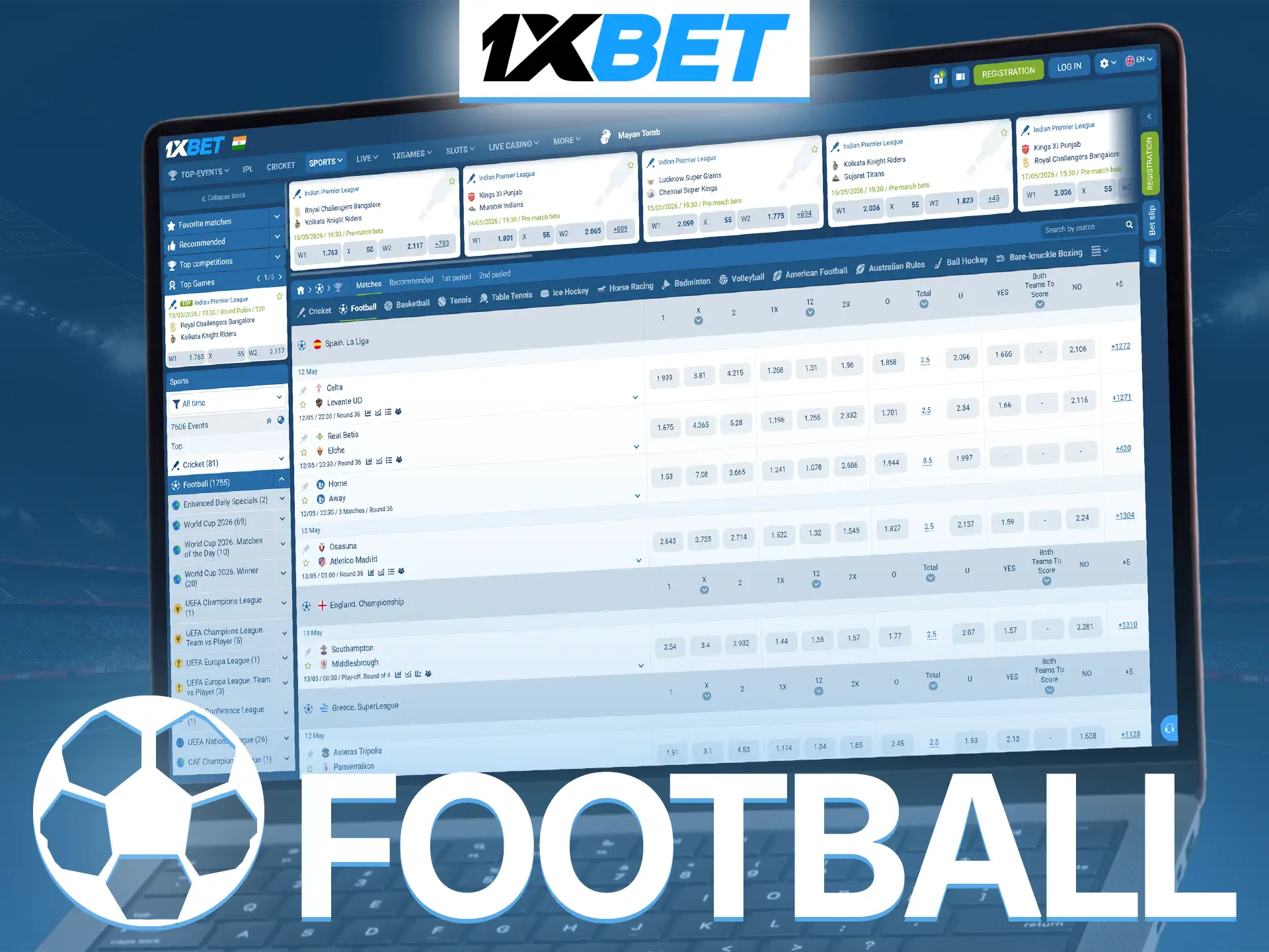 Predict the outcome of football sports matches at 1xBet.