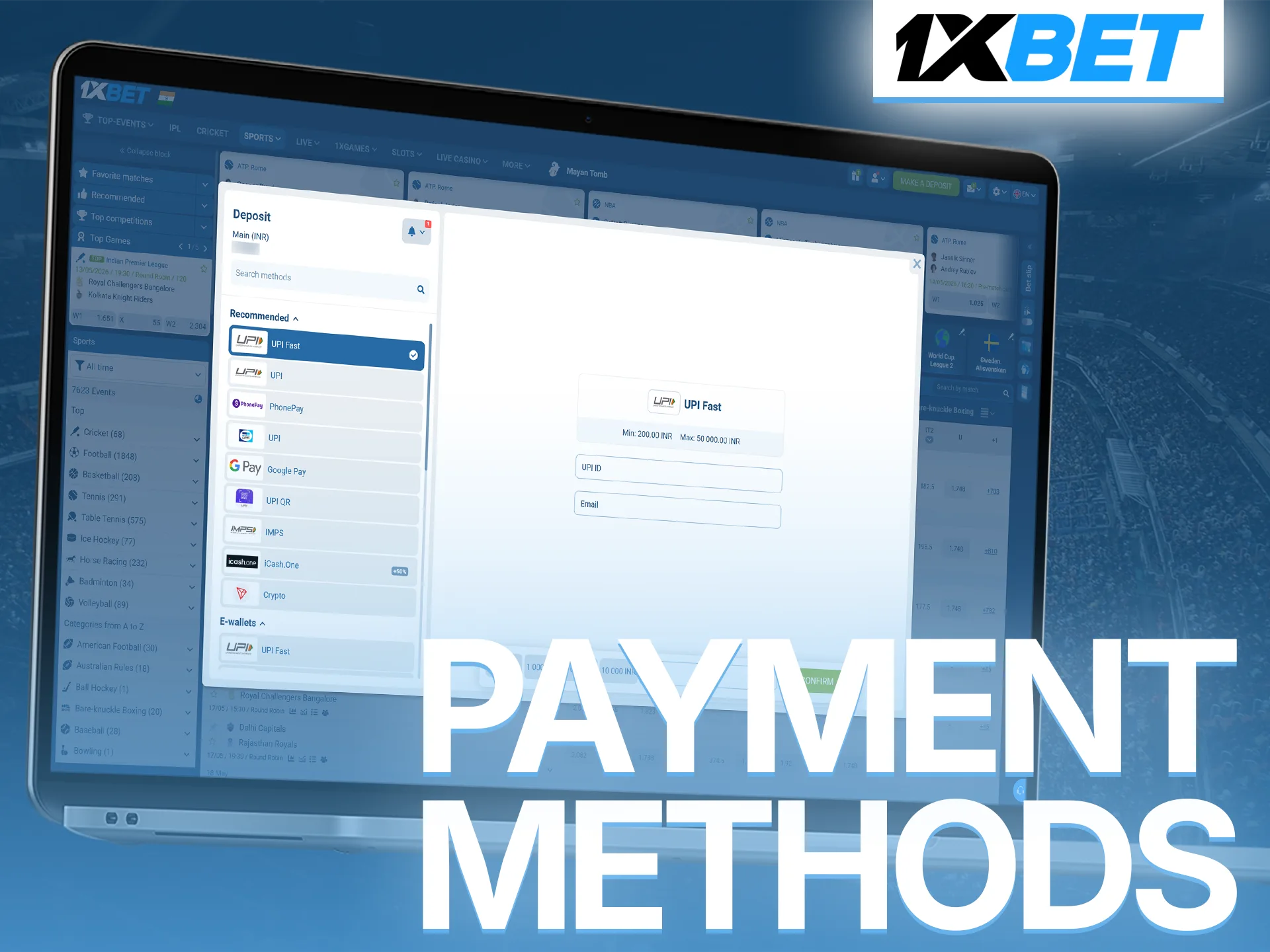 Use secure payment methods for your sports betting transactions at 1xBet.