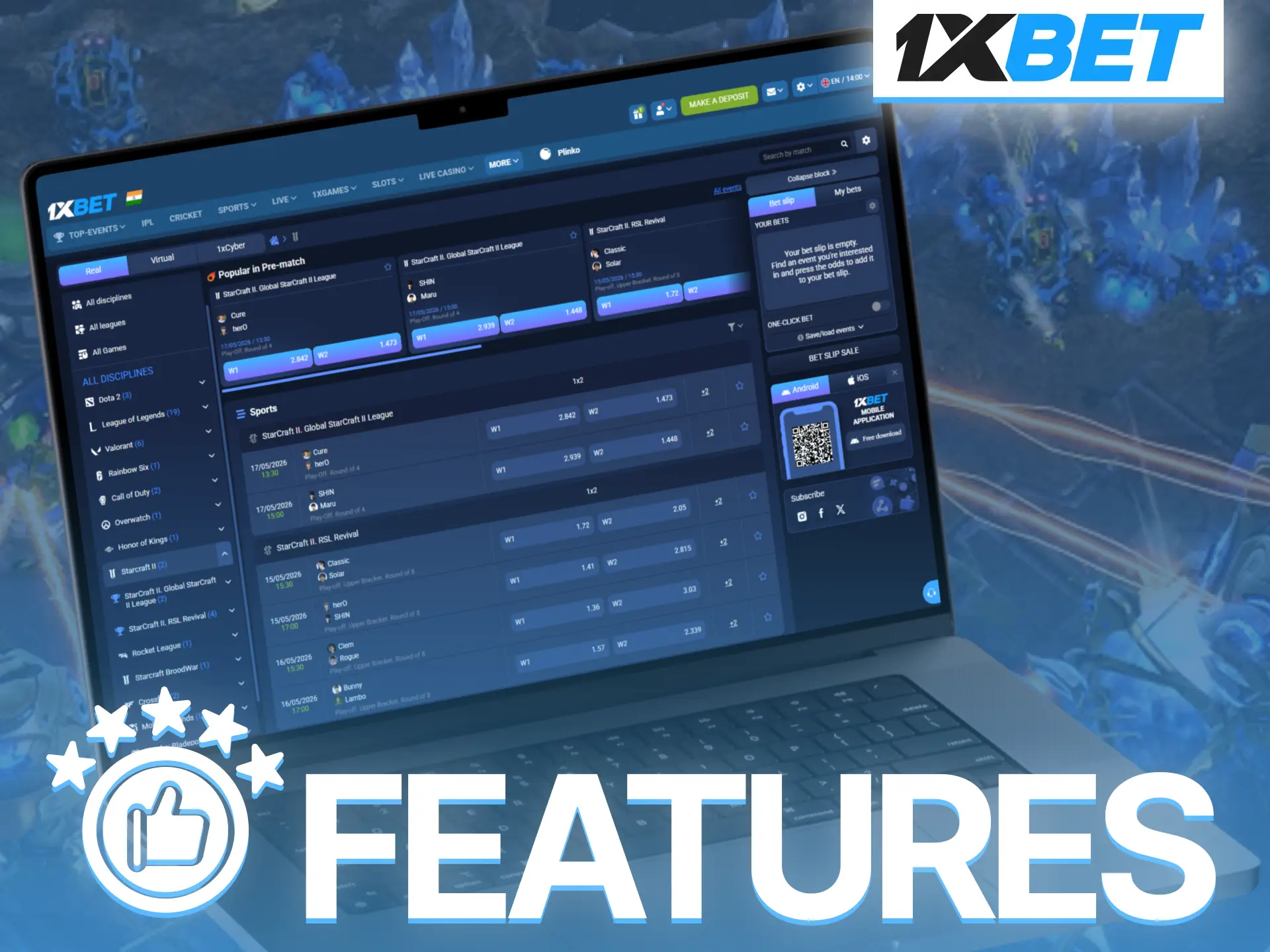 Discover why Indian players choose 1xBet for StarCraft II betting regularly.