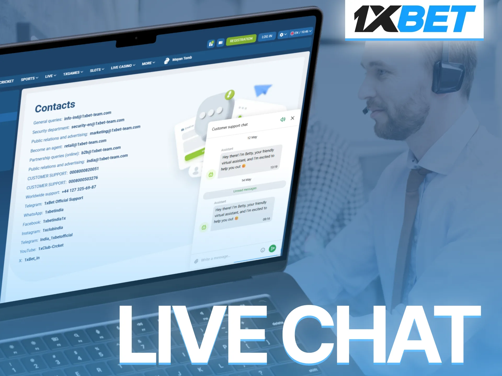 Get quick assistance through 1xBet live chat support whenever needed.