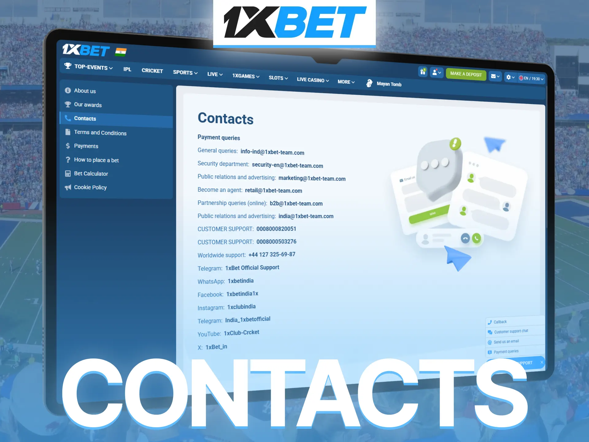 Use 1xBet contact channels for faster help with account issues quickly.