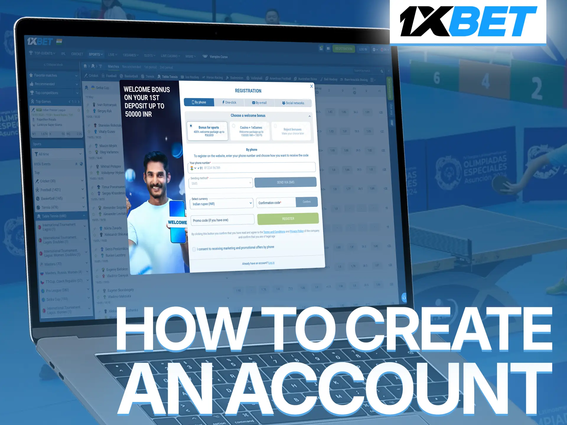 Register a new account now to bet and watch table tennis matches.