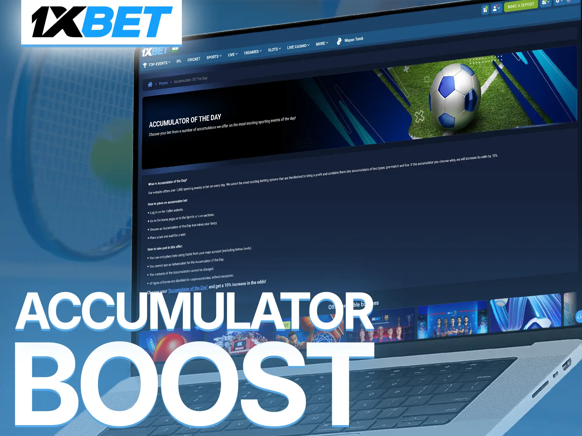 Combine your tennis matches into an accumulator boost for bigger wins.