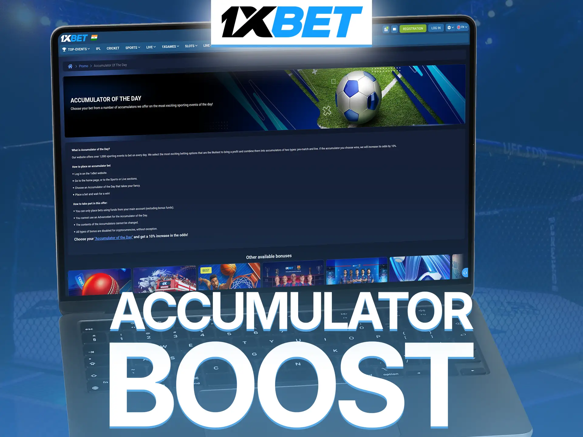 Combine your UFC betting picks with the 1xBet daily accumulator boost.