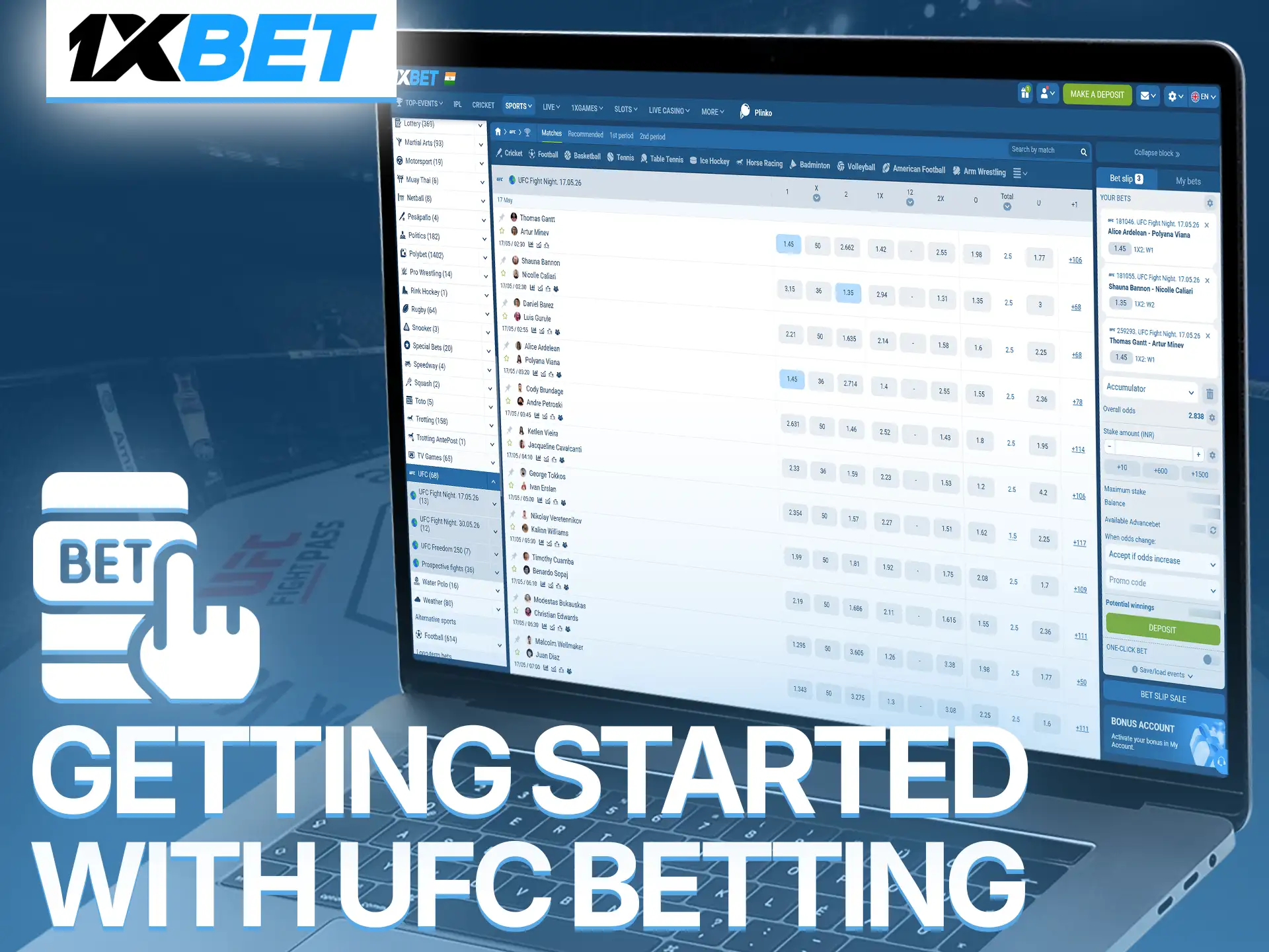 Master the basics of UFC betting and start winning with 1xBet.