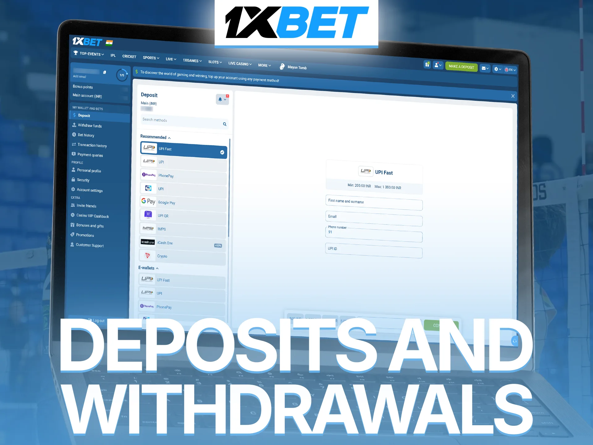 Use secure 1xBet payment methods for effortless volleyball betting transactions.