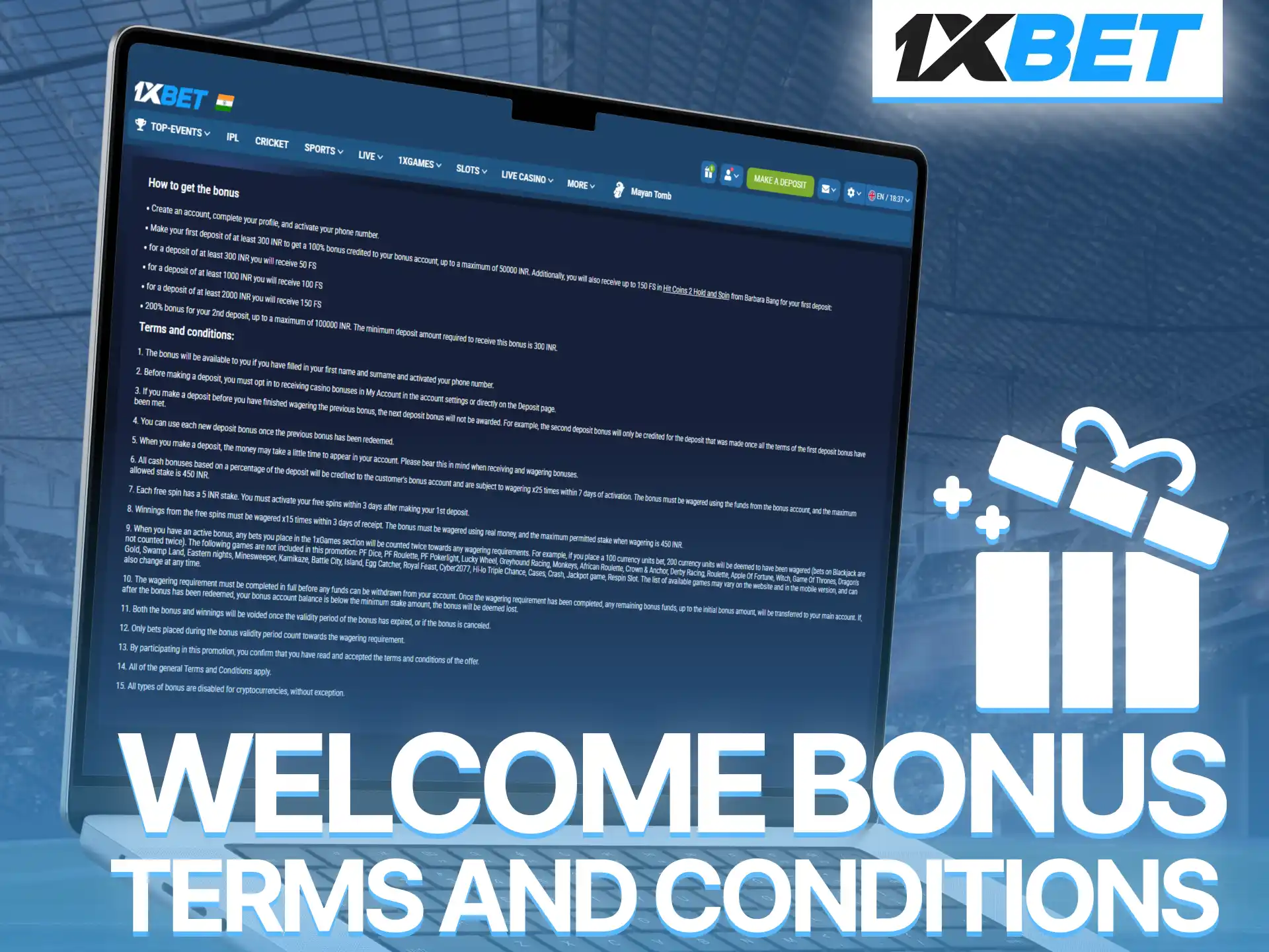 Check terms and conditions for 1xBet welcome bonus before activating offers.